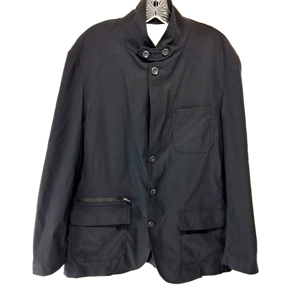 Eddie Bauer Jacket Men 44 Black Three Button Notch Travex Blazer Work Coat 44